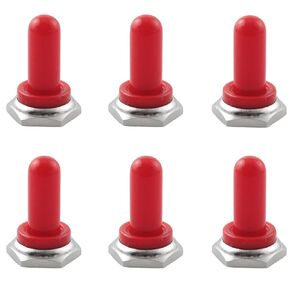 LQ Industrial 6PCS Waterproof Dustproof Rocker Switch Rubber Protective Cover 12mm/ 0.45 inch Toggle Switch Button Switch Protective Cover Handle Knob Cap Moisture Resistant Cover Red