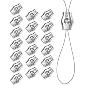 20-Pack M5 Wire Rope Clips Simplex Single Bolt Stainless Steel Wire Rope Cable Clamps Fit for 3/16 Inch Diameter Wire Cable Wire Rope Clamp