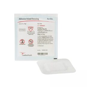 Cardinal Health™ Adhesive Island Dressing, 4 x 4IN, Case of 8 Boxes of 25