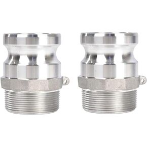 2Pcs Camlock Fittings 2" Type F, Cam Groove Hose Fitting, Male Adapter Male Thread Camlock Fittings, Standard Camlock Couplings, 2" Male Camlock Adapter Male NPT (Silver, 2 Inch)