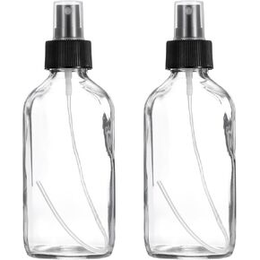 PATIKIL 8oz Glass Spray Bottles, 2pcs Nozzle Leak Proof Empty Water Mist Stream Sprayer for Cleaning Solutions Plants Hair, Clear Black