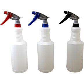 Dependable Industries inc. Essentials 3-Pack 30 oz Spray Bottles with Adjustable Nozzle - Multi-Purpose Mist & Stream Sprayer for Household, Gardening, Hair Styling - Leakproof & Measurement Marks