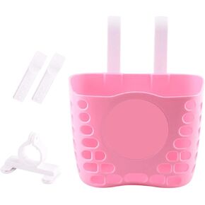 Kids Bike Basket, Strong Load Bicycle Handlebar Kids Bicycle Front Basket, Bike Accessories for Boys Girls Kids, Front Toddler Tiny Tricycle Baskets for Outdoor Cycling(Pink)