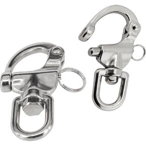 Swivel Eye Snap Shackle, 316 Stainless Steel Quick Release Snap Shackle for Marine Hardware Rigging and Sailboat Hardware, 2pcs Quick Release Swivel Clip