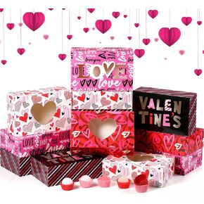 28 Pcs Valentines Cookie Gift Boxes with Window and 400 Pcs Cupcake Liners Set 8.7 x 5.5 x 2.8 Inch Valentines Day Bakery Cookie Boxes Mini Baking Cups for Sweet Day Party Favors Supplies