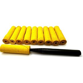 11 قطعة متوسطة (1/2x1-1/2x1/8) مجموعة لفافات خرطوشة تلميع وتلميع القماش المعالجة باللون الأصفر، مثالية لتلميع التفاصيل في المناطق التي يصعب الوصول إليها، وتتضمن مغزل ساق 1/4 بوصة in Kuwait