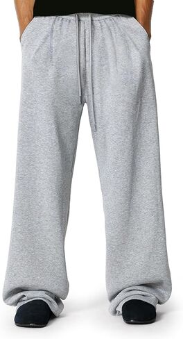 بنطال رياضي فضفاض للرجال بأرجل واسعة من القطن مع جيوب in Kuwait