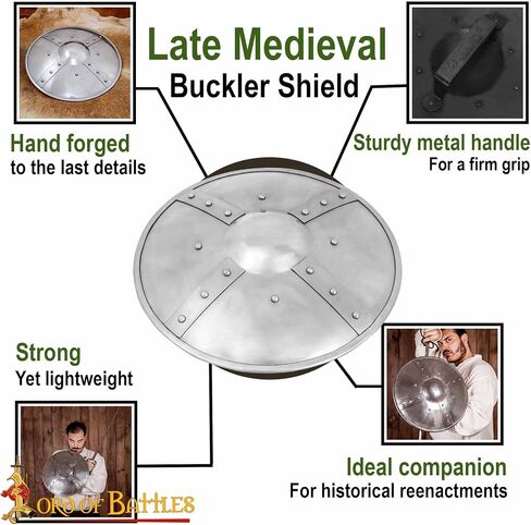 Lord of Battles Late Medieval Steel Buckler Archers Combat Buckler Shield Handmade Medieval Fencing Buckler Shield in Saudi Arabia