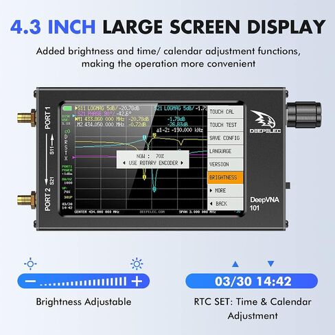 2024 Upgraded SeeSii NanoVNA-F 10KHz -1.5GHz Vector Network Analyzer, DeepVNA 4.3 inch Large Screen SWR HF/VHF/UHF Antenna Analyzer in Saudi Arabia