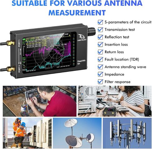 2024 Upgraded SeeSii NanoVNA-F 10KHz -1.5GHz Vector Network Analyzer, DeepVNA 4.3 inch Large Screen SWR HF/VHF/UHF Antenna Analyzer in Saudi Arabia