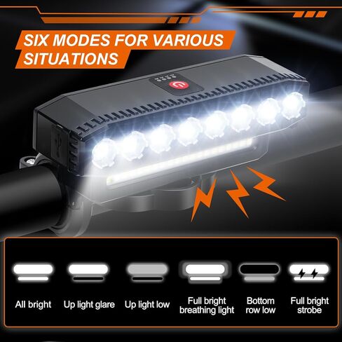 أضواء الدراجة 9500 لومن أضواء الدراجة فائقة السطوع لركوب الليل 8LED 20 SMD ضوء الدراجة وقت التشغيل 36+ ساعة مصباح أمامي للدراجة مقاوم للماء USB قابل لإعادة الشحن أضواء الدراجة الأمامية والخلفية in Kuwait