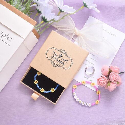 LParkin Big Sister Bracelet Set - 2PCS Big Sister Bracelets for Girls, Stretch Beads Big Sister Gift for Toddler, Pink and Blue in Kuwait