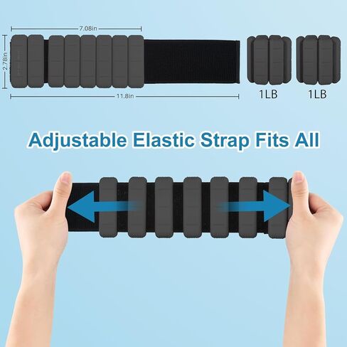 Adjustable Wrist Weights - Set of 2 ((1lb & 2lb)) | Wearable Wrist & Ankle Weights Bracelet for Yoga, Dance, Barre, Pilates, Cardio, Aerobics, Walking in Kuwait
