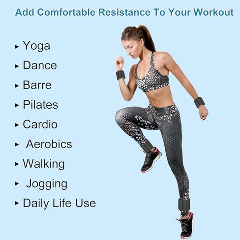 Adjustable Wrist Weights - Set of 2 ((1lb & 2lb)) | Wearable Wrist & Ankle Weights Bracelet for Yoga, Dance, Barre, Pilates, Cardio, Aerobics, Walking in Kuwait