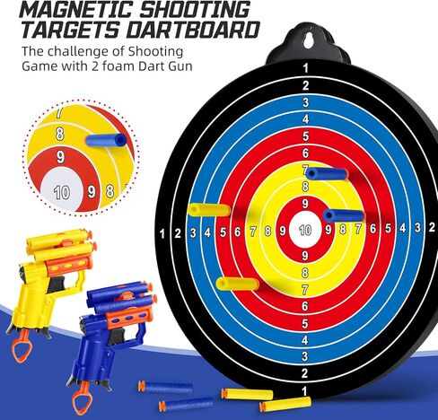 لوح رمي السهام المغناطيسي، لعبة لعبة رمي السهام المغناطيسية الآمنة مزدوجة الجوانب للأطفال، 12 قطعة من السهام المغناطيسية و2 مسدس لعبة و24 سهمًا إسفنجيًا، ألعاب الحفلات الداخلية هدايا لـ 5 6 7 8 9 10 11 12 عامًا صبي فتاة بالغين in Kuwait