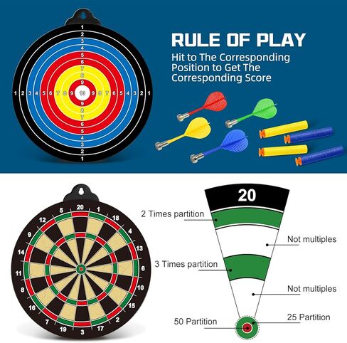 لوح رمي السهام المغناطيسي، لعبة لعبة رمي السهام المغناطيسية الآمنة مزدوجة الجوانب للأطفال، 12 قطعة من السهام المغناطيسية و2 مسدس لعبة و24 سهمًا إسفنجيًا، ألعاب الحفلات الداخلية هدايا لـ 5 6 7 8 9 10 11 12 عامًا صبي فتاة بالغين in Kuwait