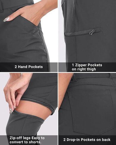 Holipick Women's Hiking Pants Convertible Lightweight Quick Dry Waterproof Zip-Off Safari Pants with Pockets UPF 50+ in Saudi Arabia