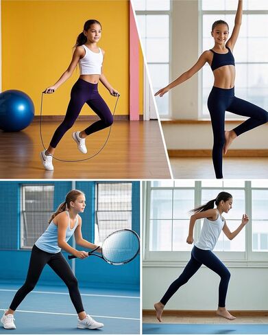 Girls Athletic Leggings High Waisted Kids Yoga Dance Pants Teen Soft Workout Running Sport Compression Tights in Saudi Arabia