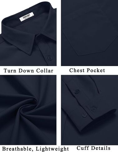 COOFANDY Men's Button Down Long Sleeve Shirt Casual Untucked Dress Shirt Regular Fit Wedding Shirts in Kuwait