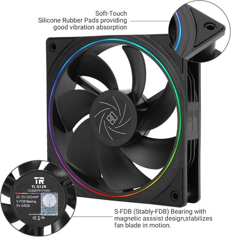 مروحة تبريد وحدة المعالجة المركزية Thermalright TL-S12R X3 مقاس 120 مم تأتي مع إضاءة ARGB، ومروحة تبريد وحدة المعالجة المركزية بسرعة 1500 دورة في الدقيقة، ومروحة كمبيوتر سوداء PWM صامتة، مجموعة من المراوح in Saudi Arabia