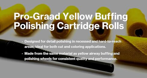 11 قطعة متوسطة (1/2x1-1/2x1/8) مجموعة لفافات خرطوشة تلميع وتلميع القماش المعالجة باللون الأصفر، مثالية لتلميع التفاصيل في المناطق التي يصعب الوصول إليها، وتتضمن مغزل ساق 1/4 بوصة in Kuwait