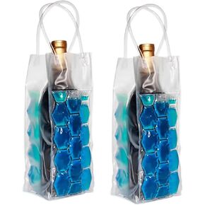 2 Pcs Wine Chiller, Gel Wine Bottle Chill Cooler Ice Bag,Wine Cooler Refrigerator & Beverage Transport, Clear Freezer Bag，Wine Bottle Chiller Cooler for Red White Champagne or Sparkling (blue)