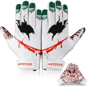 Football Gloves Jester face Adult & Youth Football Gloves Sticky Silicone Joker Football Receiver Gloves Football Receiving Gloves Youth Football Gloves Men Adult & Unisex