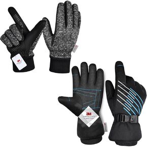 MOREOK 3M Thinsulate Winter Gloves MK022F One Pair(DEEP Gray-X-Large 3M Thinsulate Winter Ski Gloves MK024F One Pair(Blue-X-Large