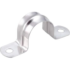 50 Pack 3/4 Inch 20mm U Bracket Rigid Pipe Strap Clamp, Two Hole Strap U Tube Pipe Conduit Clamp Clip for Pipe Fixing