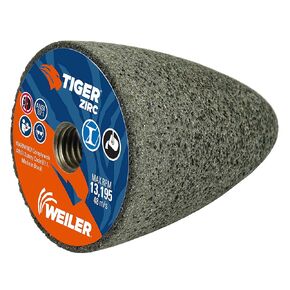 Weiler 68313 Tiger ZIRC Type 16 Round Tip Portable Grinding Cone, Z20-S, 2-3/4" X 3-1/2" X 5/8-11, (Pack of 12)
