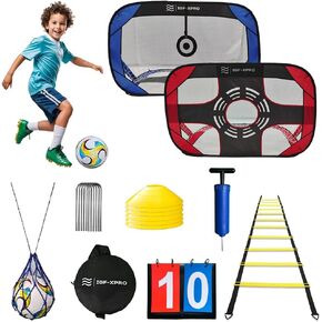 Set of 2 Soccer Goals for Backyard - Kids Soccer Net Portable, Canchas de Futbol para Niños, Porterias de Futbol Soccer Portatil, Soccer Equipment for Training,Soccer Training Kit