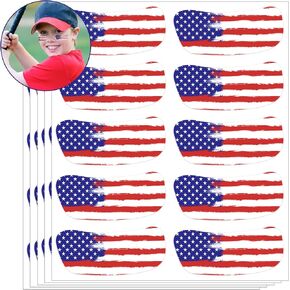 EBaokuup 50 Pairs Sport American Flag Eye Stickers, Athletic USA Flag Under Eye, Sports Eye Sticker for Football Rugby Softball Baseball Sporting Events and Party