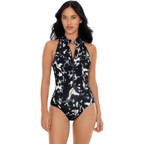 MagicSuit Women's Swimwear Scuba Coco High Neck Racerback Underwire Zip One Piece Swimsuit