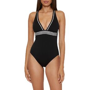 Trina Turk Women's Monaco One Piece Swimsuit, Plunge Neck, Bathing Suits