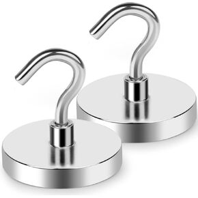 LOVIMAG Magnetic Hooks Heavy Duty, 110 lb Strong Magnetic Hooks for Hanging, Toolbox, Cruise, Office and Kitchen etc- 2 Pack