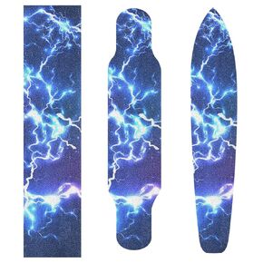 Nander Blue Lightning Skateboard Grip Tape Sheet,Non Slip Waterproof Sandpaper Scooter Grip Tape Longboard Griptape 44.1x10.1inch