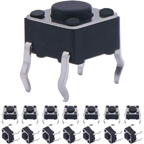 Taiss/100 Pcs 6 x 6mm x 4.3mm PCB Momentary Tactile Tact Push Button Switch 4 Pin DIP (Black)
