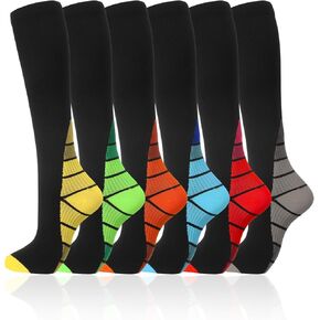 6 Pairs Compression Socks Women Men Knee High Compression Socks Support for Nurses Running Athletic