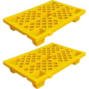 2 Pcs Plastic Pallets, Lightweight Waterproof Floor Pallet, Interlocking Storage Pad with Breathable Grids for Indoor and Outdoor, Garages, Kitchen and Basement