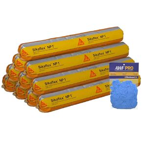 Sikaflex NP1 Stone 20 oz Polyurethane Caulk, Pack of 10. One Component, Flexible, Non Sag, Elastomeric Acoustic Sealant. AWF PRO Gloves Included