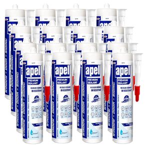 apel DS200 Hybrid Premium Polymer Sealant - UV Resistant Paintable Silicone Caulk, for Window, Door and Siding, Perfect Multi Surface Adhesion, Waterproof, White, (12x14.4 fl oz) - 12 Pack