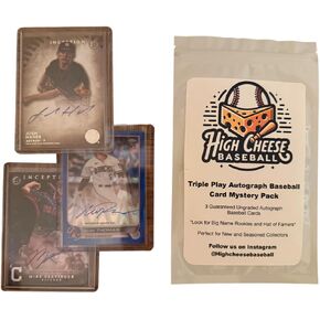 Baseball Triple Play Autograph Card Mystery Pack: 3 Signed Baseball Cards