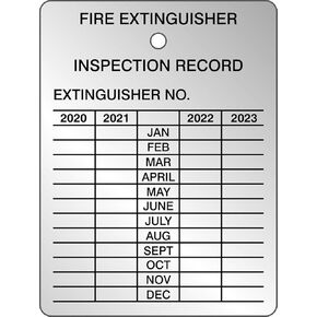 Accuform TRS220 Aluminum Fire Extinguisher 4 Year Inspection Tag, 2020 Start, Pack of 5