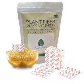 50MM×50MM 100 Sheets Plant Fiber Desiccant, Biodegradable and Eco-Friendly Moisture Absorber for Food, Electronics, Closets, Jewelry, and Secure Storage (Square)