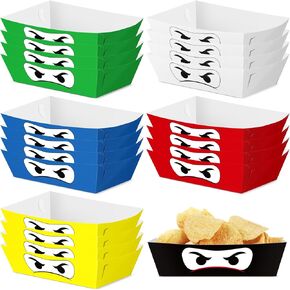 Zhehao 24 Pcs Ninja Party Supplies Paper Food Ninja Trays Disposable Serving Dishes Ninja Party Favors Serving Paper Boats for Birthday Ninja Party Decorations