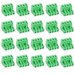 20PCS 4 Pin 5.08mm Pitch PCB Angle Screw Terminal Block Plug Connector Socket Panel, for for 28-12AWG Cable
