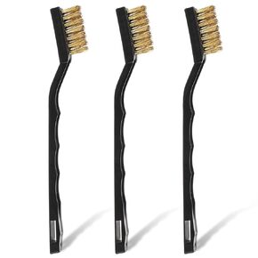3 Pcs Mini Brass Brushes Set, Copper Wire Cleaning Brush, Curved Handle Scratch Wire Toothbrush Masonry Brush Wire Bristle for Cleaning Welding Slag and Rust