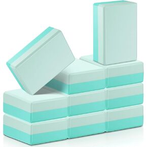 Liliful 10 Pcs Yoga Blocks Bulk Eva Foam Exercise Yoga Brick Soft Non Slip Surface Foam Blocks High Density Yoga Accessories for Workout Stability Balance Deepen Stretches Pilates 9''x6''x3''(Green)