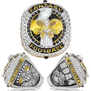 Fantasy Football Ring 2024,Fantasy Football Championship Ring with High-Grade Gift Box,League Champion Trophy Rings Premium Award for Winner