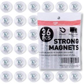 TOWON Rare Earth Magnets Large, Strong Magnets for Glass Whiteboard and Dry Erase Board, 24 Pieces Round Clear